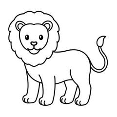 Lion Line Art Vector Illustration and Lion Outline Drawing