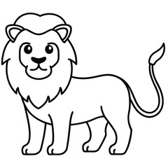 Lion Line Art Vector Illustration and Lion Outline Drawing