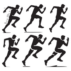 Compact and comprehensive set of running man silhouette digital art for any designer - man running vector set - man running illustrations set
