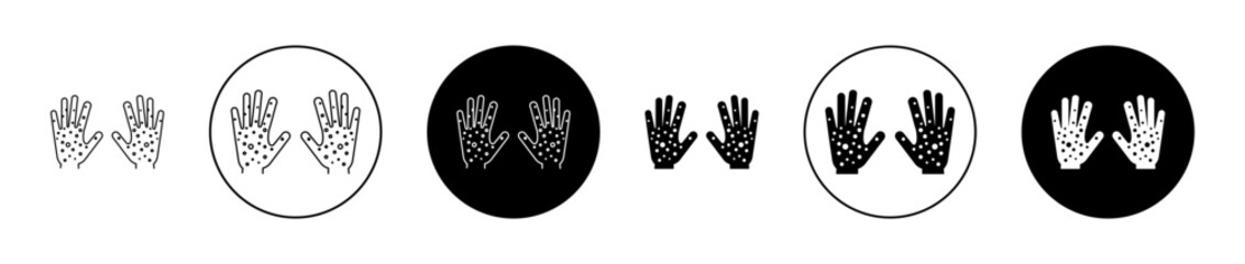 Rash hand icons set in black filled and stroke line style