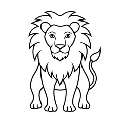 Lion Line Art Vector Illustration and Lion Outline Drawing