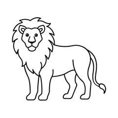 Lion Line Art Vector Illustration and Lion Outline Drawing