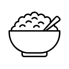 rice bowl icon, rice bowl line art - simple line art of rice bowl, perfect for rice bowl logos and icons