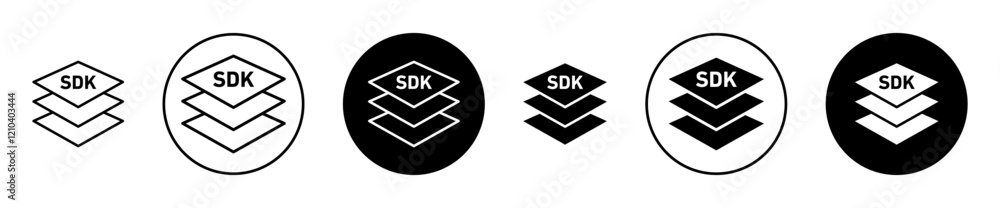 Poster sdk icons set in black filled and stroke line style