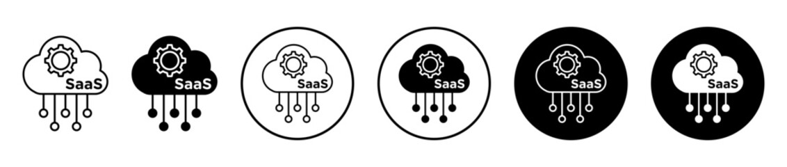 Saas icons set in black filled and stroke line style