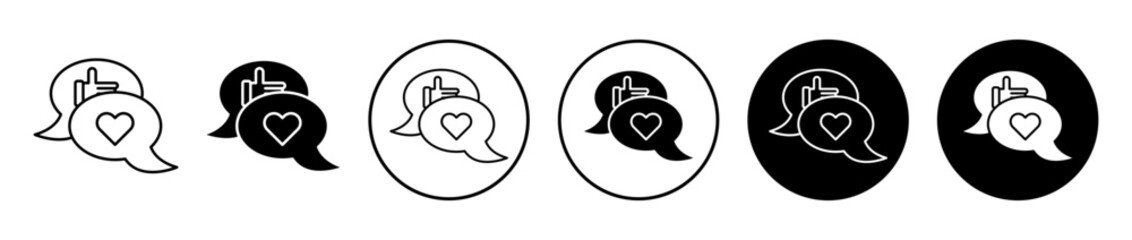 Social media icons set in black filled and stroke line style