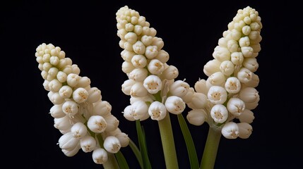 Elegant White Muscari Flowers Close Up Stunning Bloom