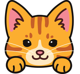 Simple and adorable Orange Tabby Cat front face with paws