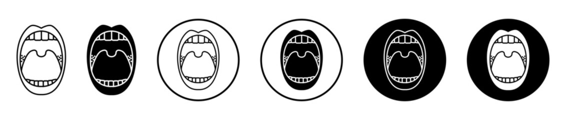 Tonsillitis icons set in black filled and stroke line style