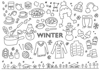 冬のものを集めた手描きイラストセット