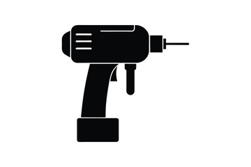 Drill silhouette vector illustration, power tool  
