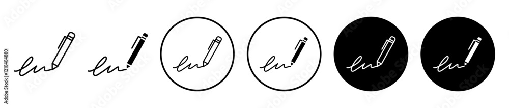 Poster write icons set in black filled and stroke line style