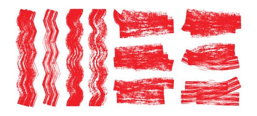 Red  Brush box paint background frame. Brush paint stroke for text box square frame. Hand drawn design elements. vector illustration. 