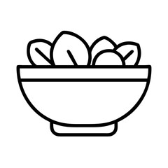 salad bowl icon, salad bowl line art - simple line art of salad bowl, perfect for salad bowl logos and icons