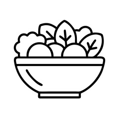 salad bowl icon, salad bowl line art - simple line art of salad bowl, perfect for salad bowl logos and icons