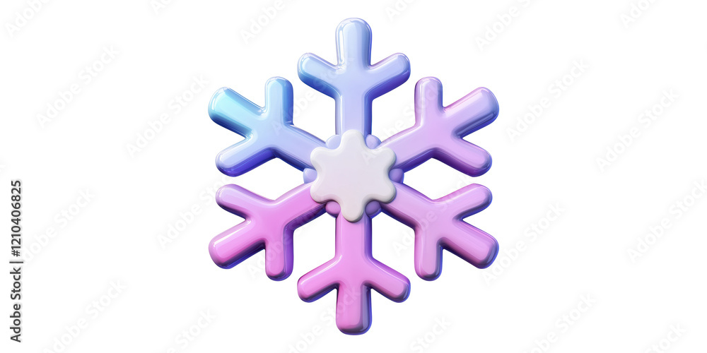 Poster pastel snowflake design isolated on transparent background