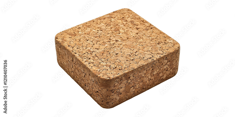 Poster square cork block isolated on transparent background