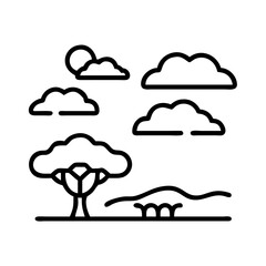 savannah icon, savannah line art - simple line art of savannah, perfect for savannah logos and icons