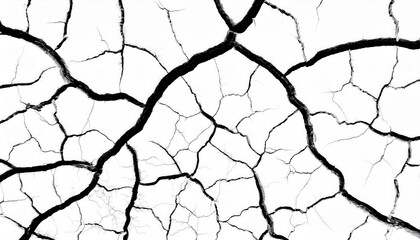 abstract black cracked pattern on white surface for design, dry earth texture concept with artistic graphic significance

