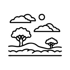 savannah icon, savannah line art - simple line art of savannah, perfect for savannah logos and icons