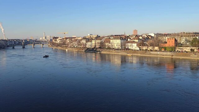View of the city of Basel and the Rhine river, Switzerland