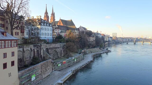 View of the city of Basel and the Rhine river, Switzerland