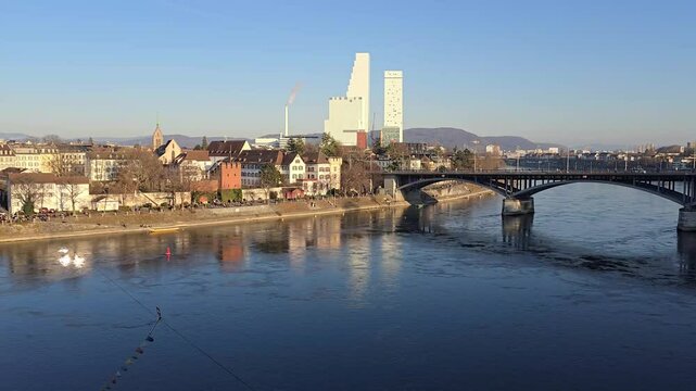 View of the city of Basel and the Rhine river, Switzerland