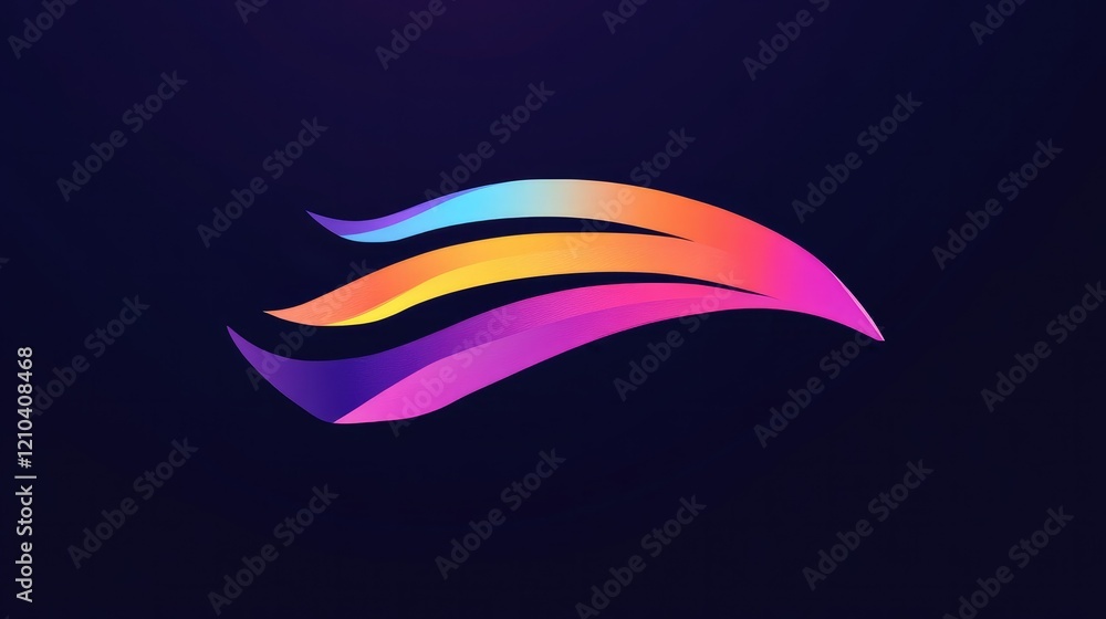 Poster a bold, dynamic logo representing the aurora, with layers of iridescent colors weaving through clean