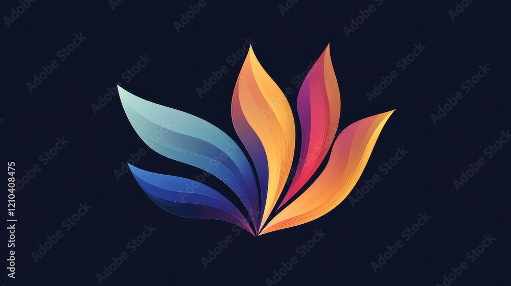 Poster a bold, dynamic logo representing the aurora, with layers of iridescent colors weaving through clean