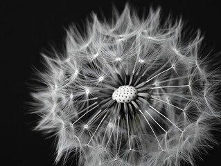 Fototapeta premium Stunning Black and White Dandelion Closeup Photo