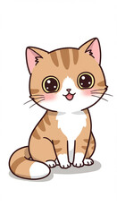 Obraz premium Adorable Cartoon Kitten Cute Orange Tabby Cat Illustration Happy Pet Animal Design