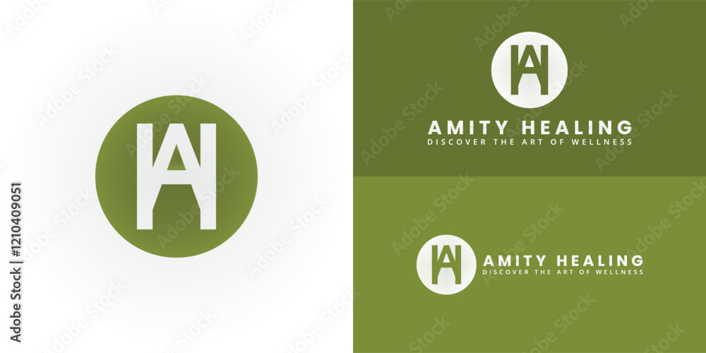 Poster the serene and elegant logo design features the initials ah intertwined to form a unique and visuall