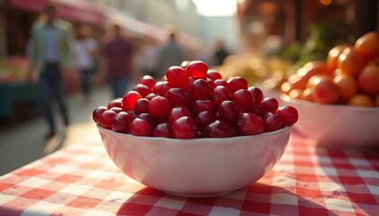 Fresh Red Cherries at Farmers Market Summer Fruit