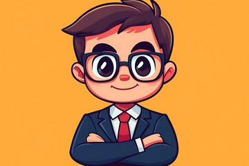Successful Boy Manager Illustration in Suit