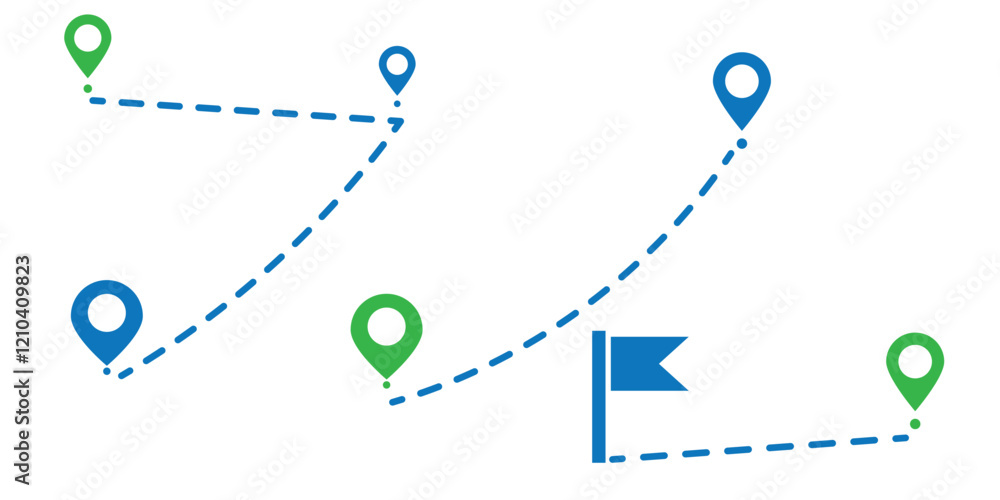 Poster the flight path of the aircraft from the point of location along the dotted line. flight route from 