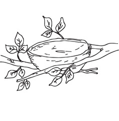 Cute cartoon hand drawn vector bird nest coloring page.