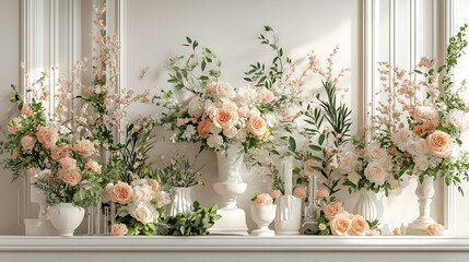 Chic floral arrangement of pink roses and greenery perfect for table decor