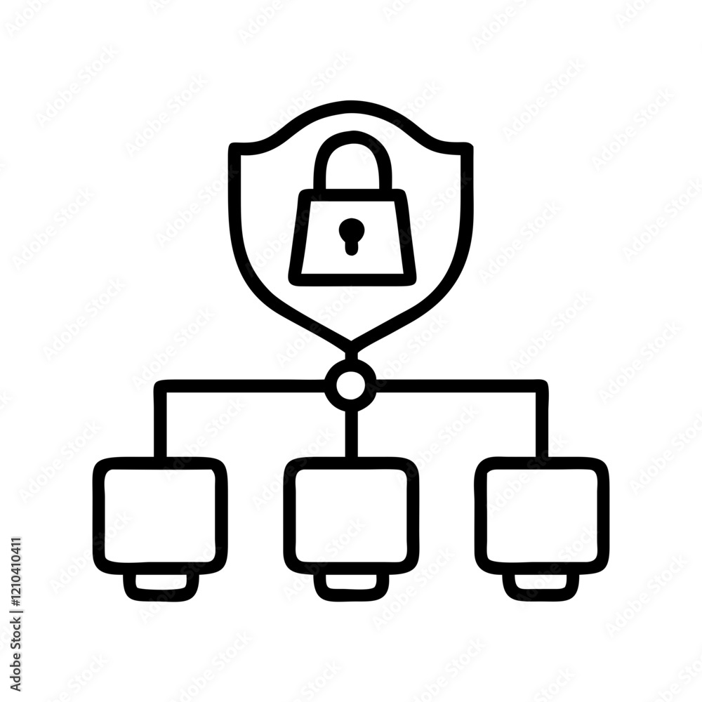 Poster secure network icon, secure network line art - simple line art of secure network, perfect for secure