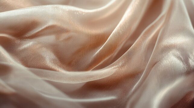 Luxurious Draped Beige Sheer Fabric Texture Background
