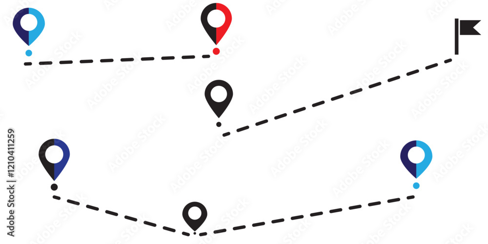 Poster the flight path of the aircraft from the point of location along the dotted line. flight route from 