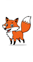 Obraz premium Adorable Cartoon Fox Illustration Happy Red Fox Character Design Cute Animal Image