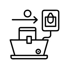 self checkout icon, self checkout line art - simple line art of self checkout, perfect for self checkout logos and icons