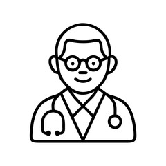 senior doctor icon, senior doctor line art - simple line art of senior doctor, perfect for senior doctor logos and icons