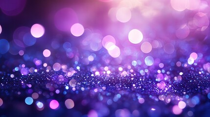 Dynamic purple and blue glowing particles, abstract and vibrant, ethereal and luxurious, soft light and reflections, peaceful and magical, high detail