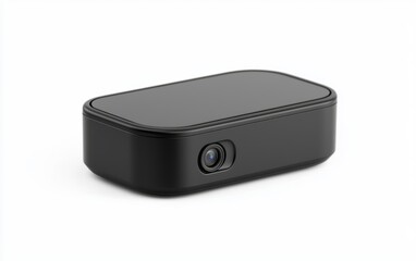 A compact video conferencing camera with a wide-angle lens and auto-focus feature displayed on a solid white background, single object