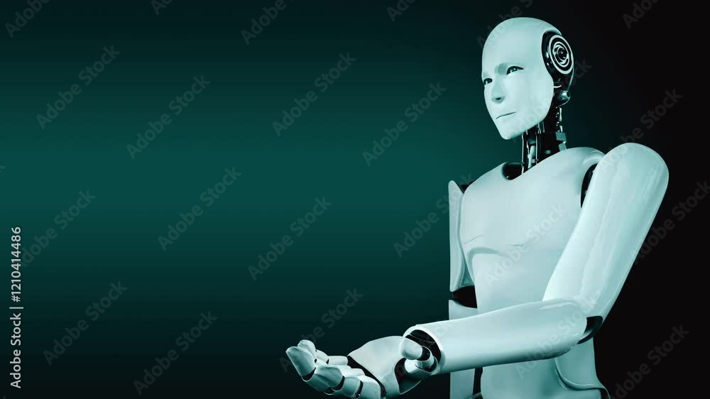 Poster future financial technology controll by ai robot huminoid uses machine learning and artificial intel