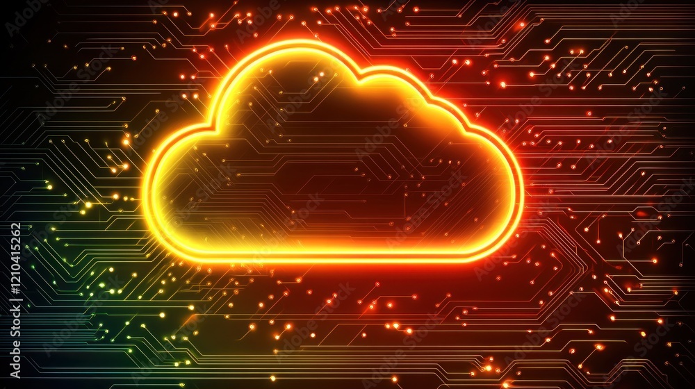 Poster cloud computing technology illustration abstract digital background vibrant colors tech environment