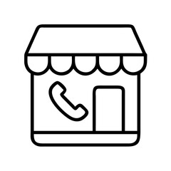 shop with phone icon, shop with phone line art - simple line art of shop with phone, perfect for shop with phone logos and icons