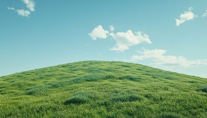 Obraz premium Serene green hill landscape under blue sky nature photography peaceful environment wide view tranquility concept