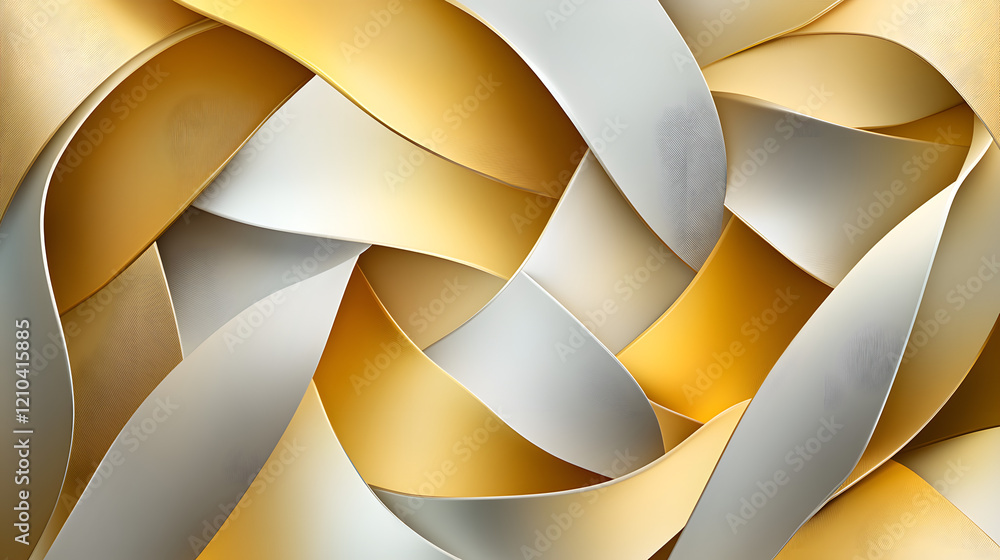 Aufkleber a minimalist abstract pattern with cascading wave textures in shades of gold, muted taupe, and pearl
